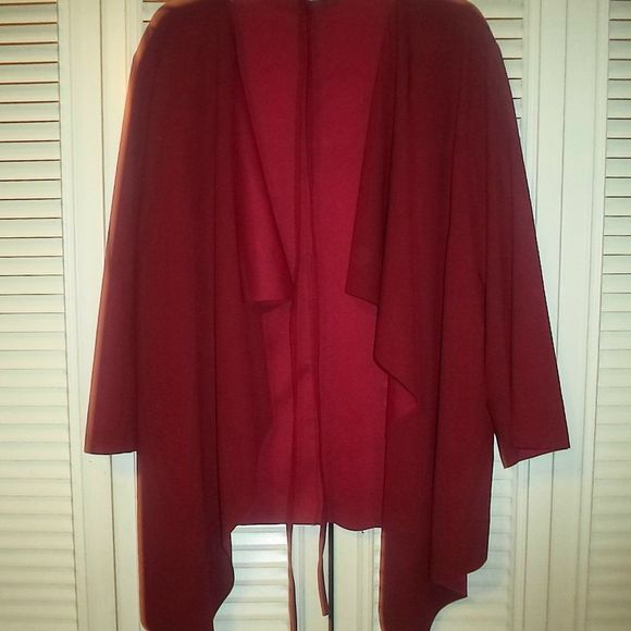 SHEIN CURVE RED TIERED TOP OPEN FRONT CARDIGAN W/BELT-WOMENS SIZE 2XL - Picture 4 of 5